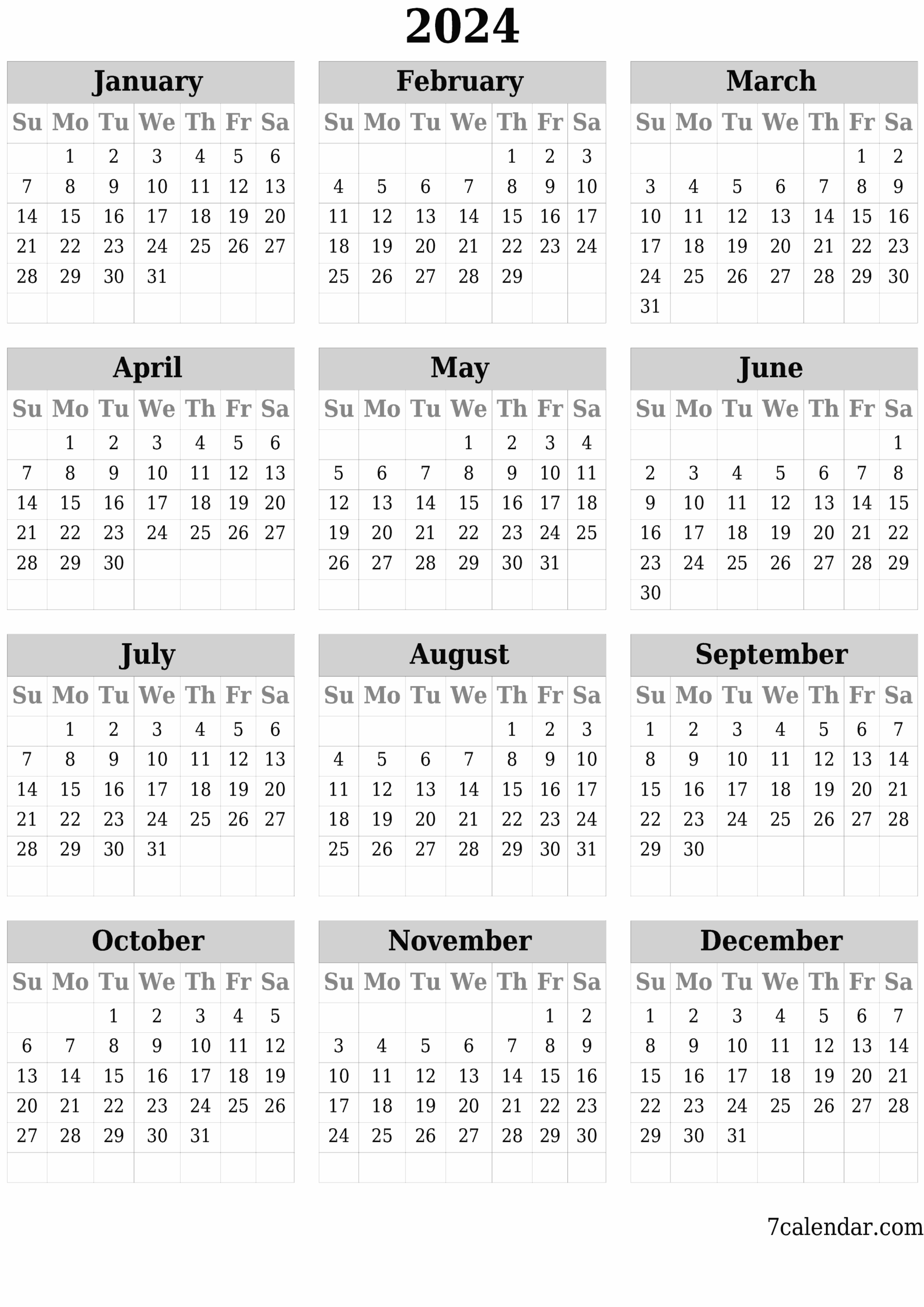 2024 2025 2026 2027 Free Printable Calendars And Planners PDF