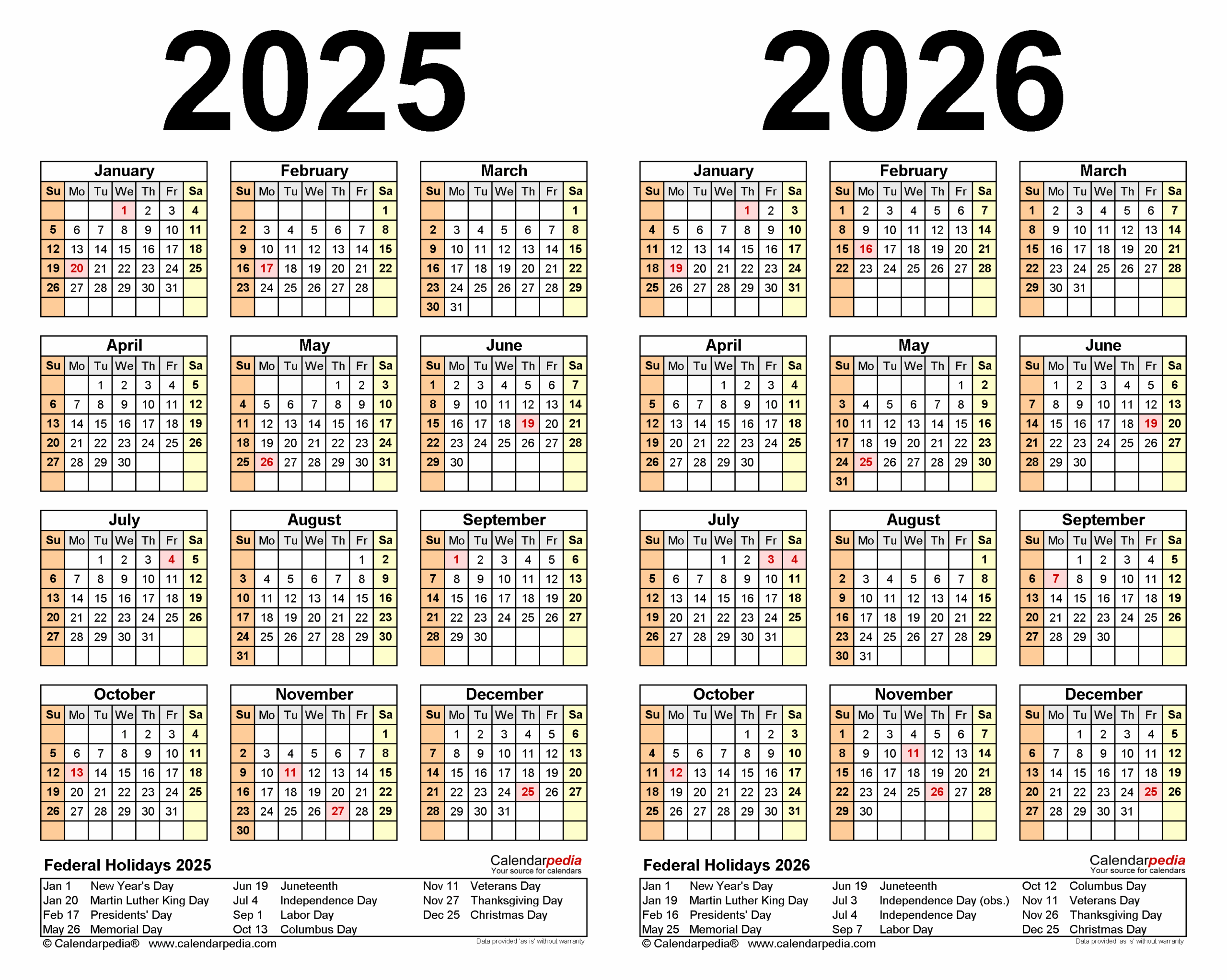 2025 2026 Two Year Calendar Free Printable PDF Templates Web Page 