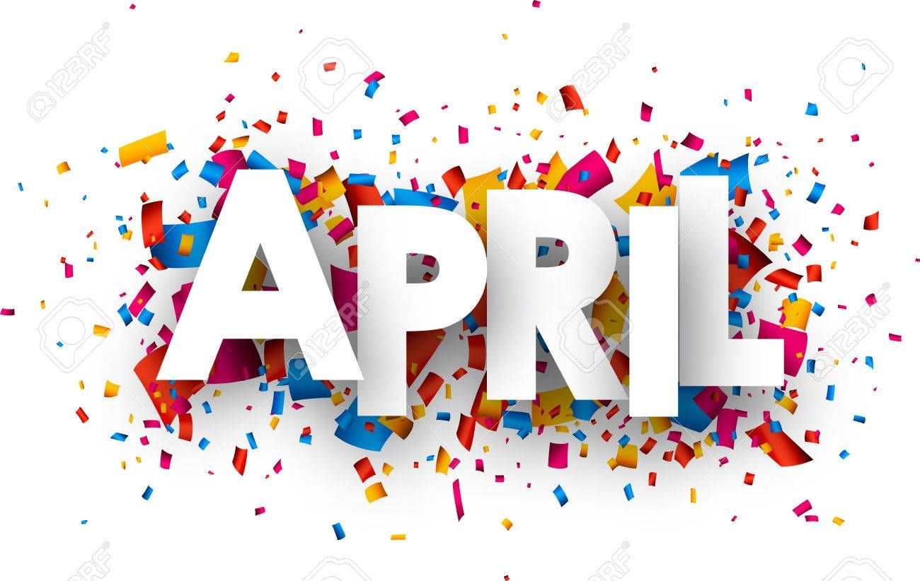 April Sign With Colour Confetti Vector Paper Illustration April Sign With Colour Confetti Vector Paper Illustration