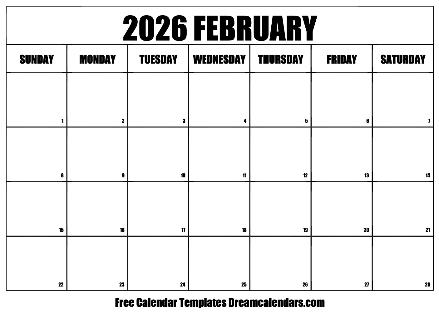 February 2026 Calendar Free Printable With Holidays And Observances February 2026 Calendar Free Printable With Holidays And Observances
