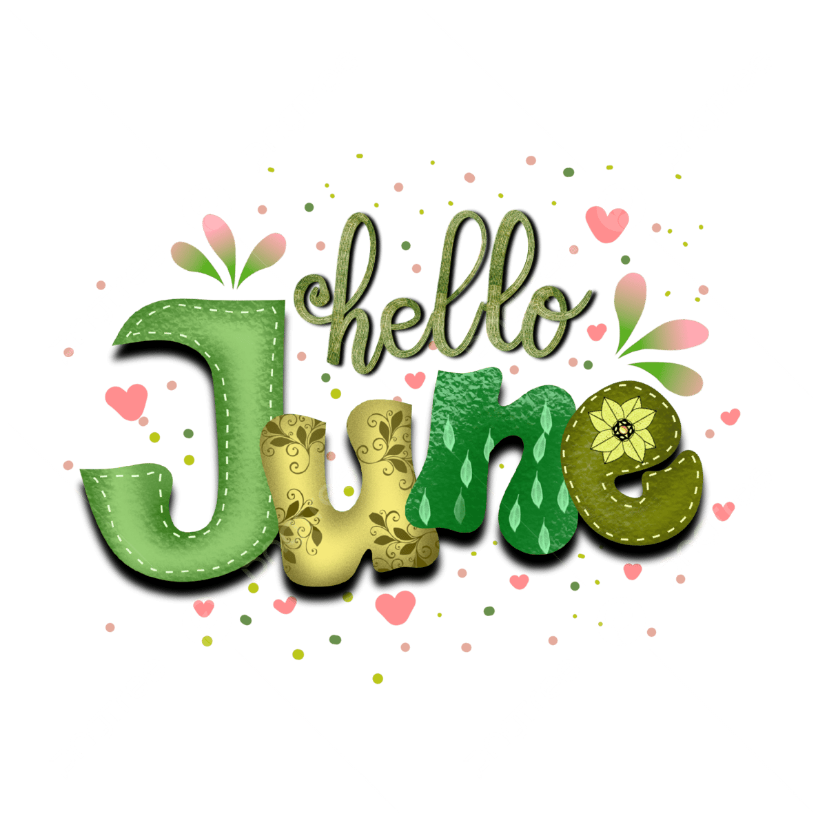 Gambar Halo Bulan Juni Ditulis Tangan Dengan Dekoratif PNG Efek Teks 