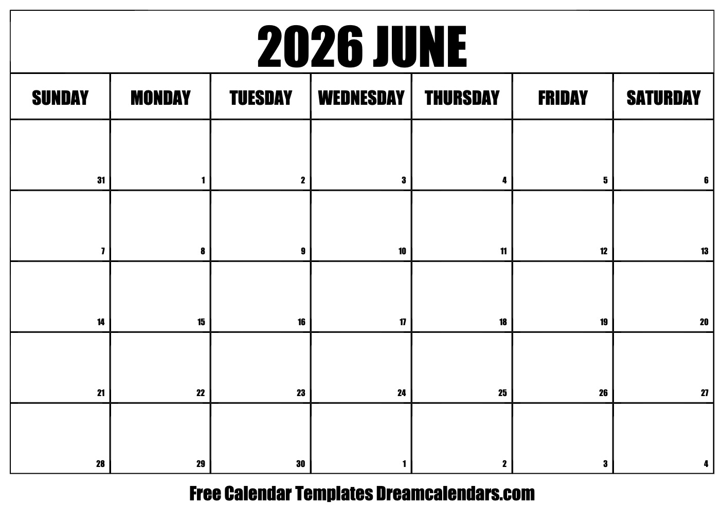 June 2026 Calendar Free Printable With Holidays And Observances June 2026 Calendar Free Printable With Holidays And Observances